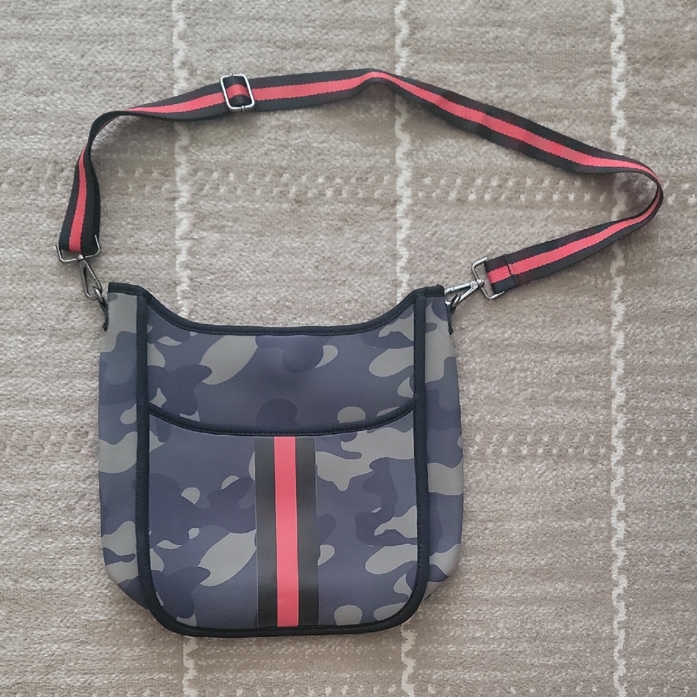 Camo Print Neoprene Shoulder Bag